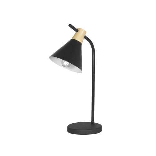 Lámpara de escritorio E27 con campana de metal negra diámetro 15cm